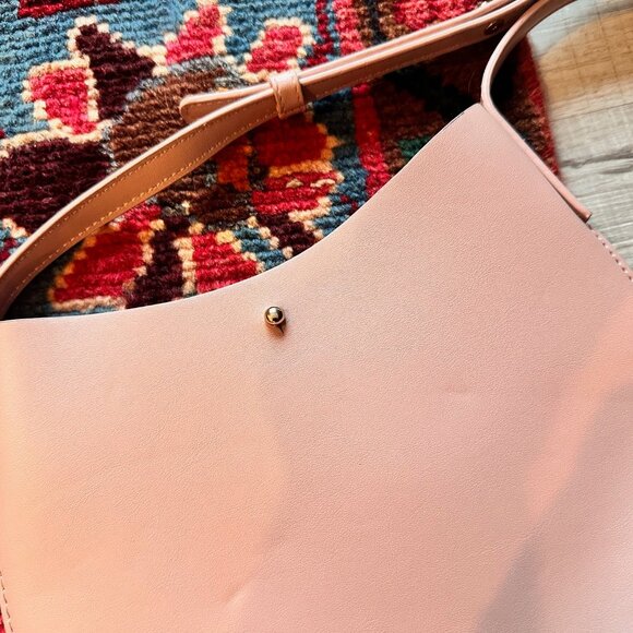 Anthropologie Samara Vegan Leather Adjustable Small Crossbody Pink Purse - Picture 4 of 9